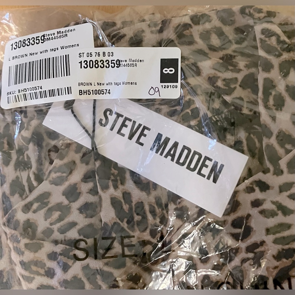 Steve Madden Women's Ruffled Chiffon Animal Print Blouse Size L